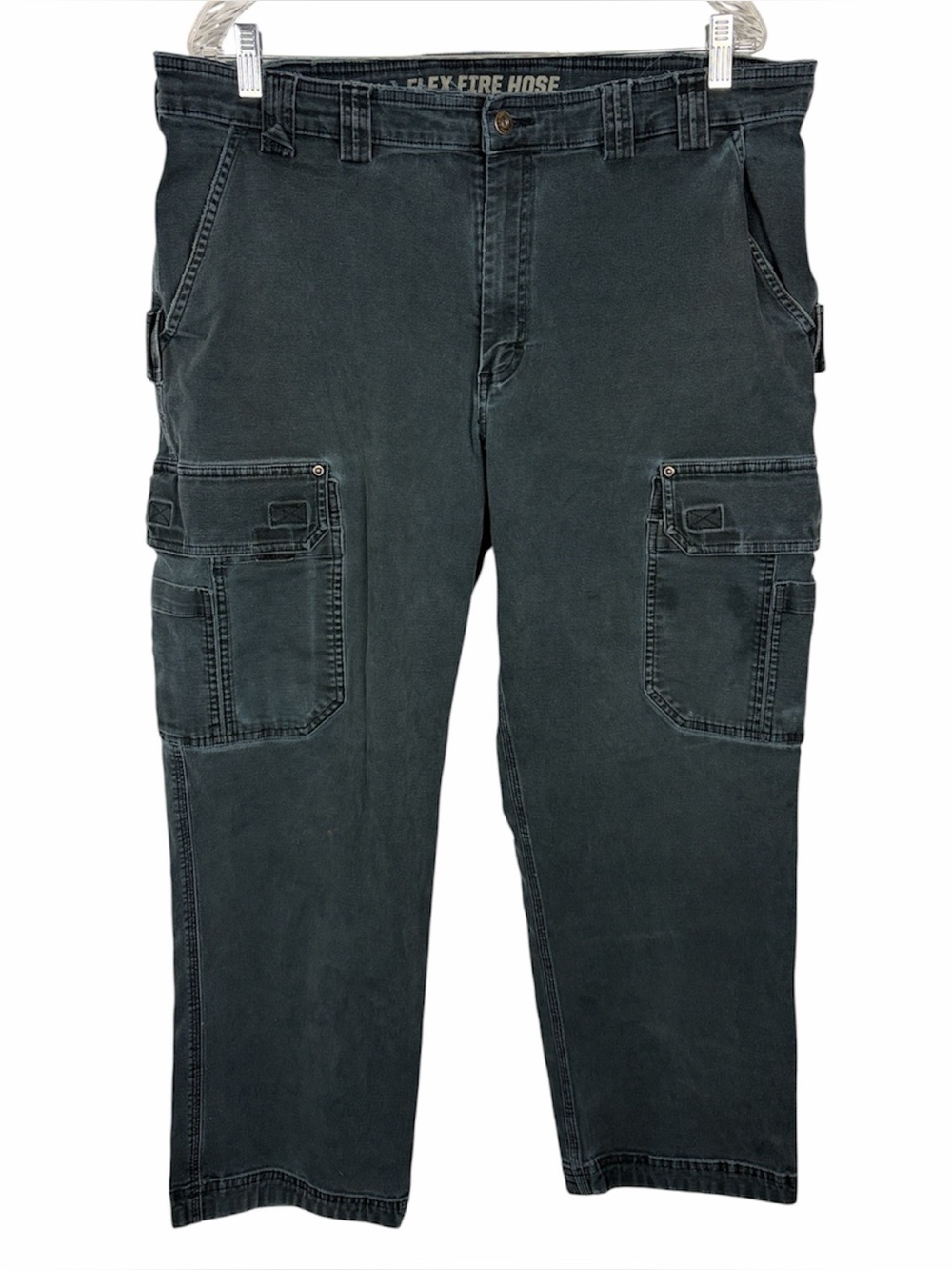 Duluth Trading Flex Fire Hose Cargo Work Pants Gray Blue 40x30 Utility Carpenter